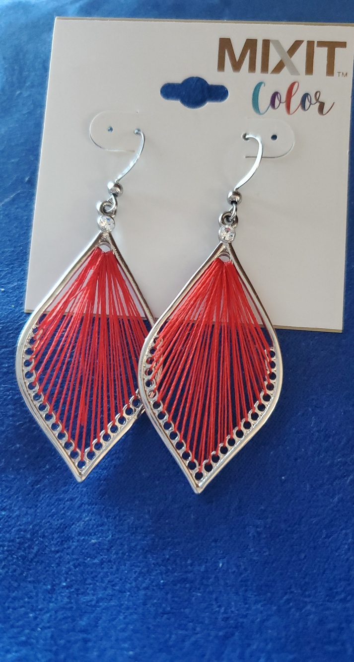 Mixit Red Threaded Teardrop Dangle Earrings